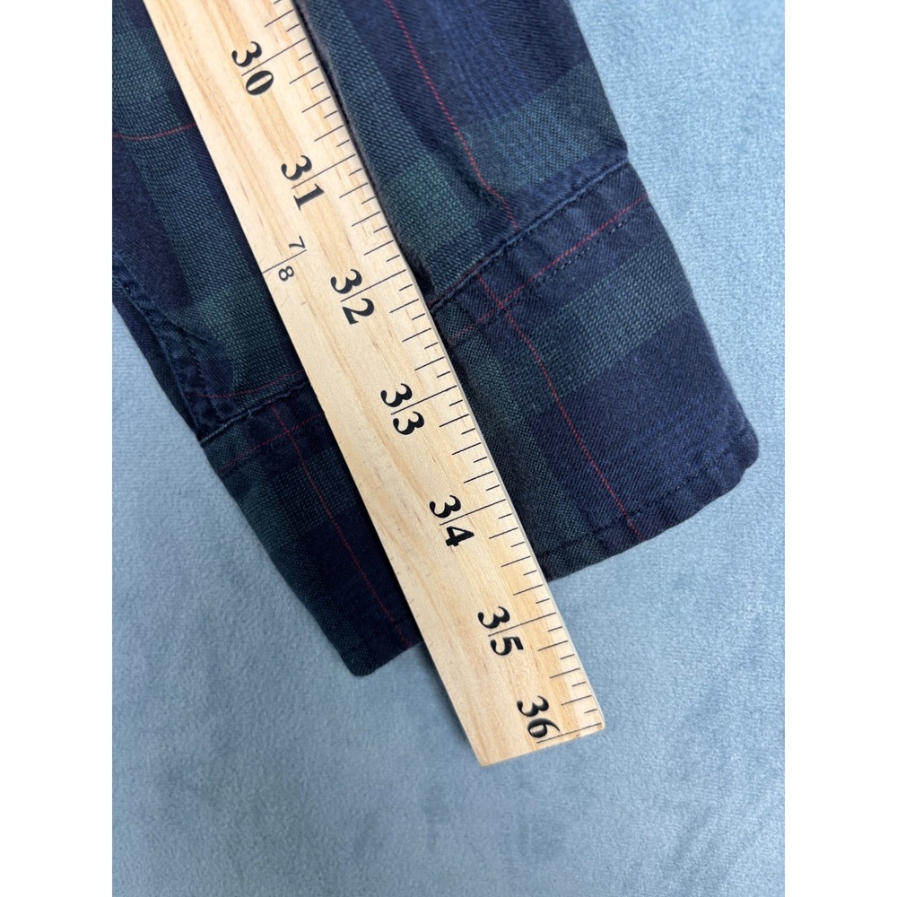 Brooks Brothers Mens Large Plaid Sport Shirt Navy Green Cotton Button Down L - Picture 6 of 7